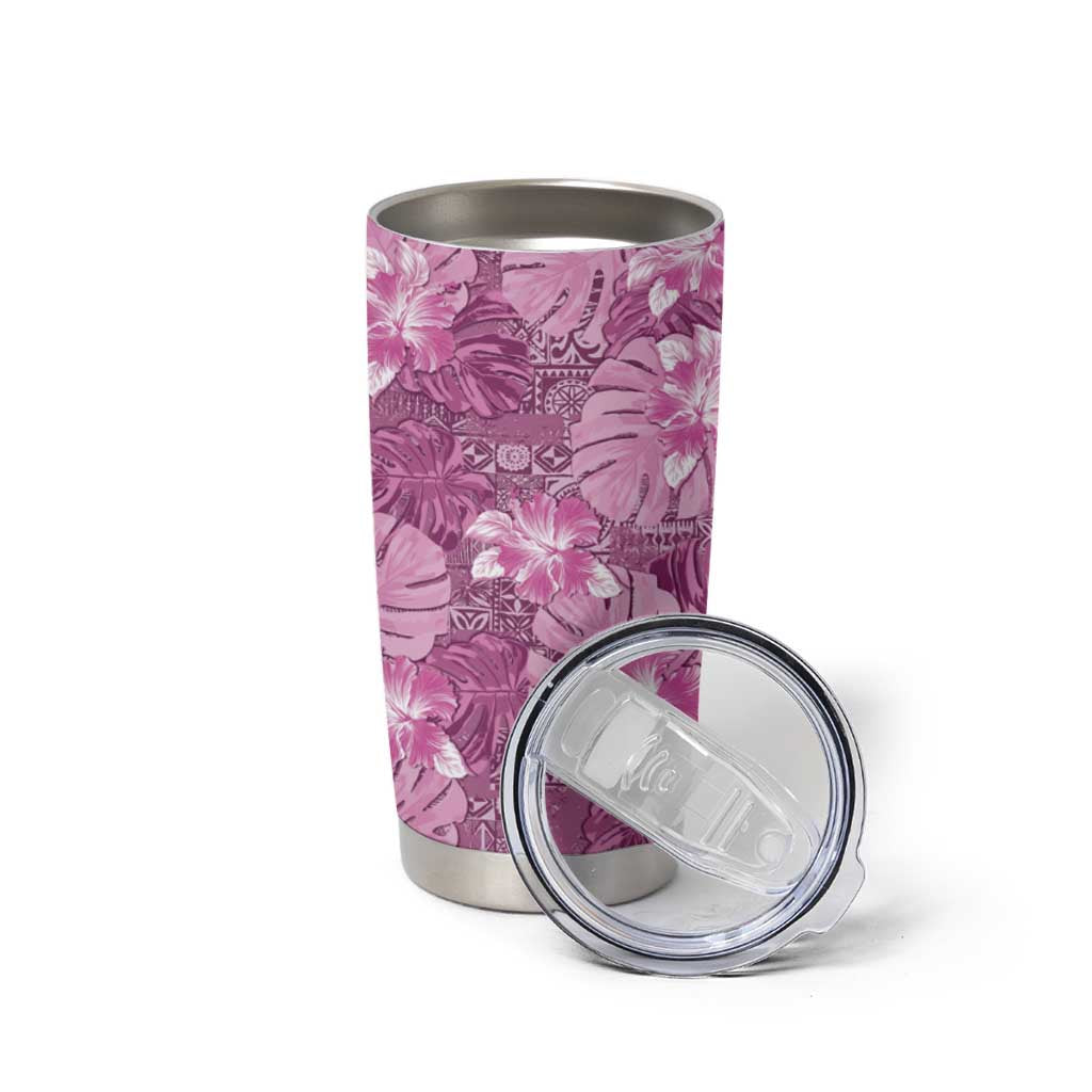 Hawaii Tumbler Cup Magenta Polynesian Monstera Patterns - Polynesian Pride