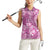 Hawaii Women Sleeveless Polo Shirt Magenta Polynesian Monstera Patterns - Polynesian Pride