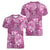 Hawaii Women V-Neck T-Shirt Magenta Polynesian Monstera Patterns - Polynesian Pride