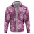 Hawaii Zip Hoodie Magenta Polynesian Monstera Patterns - Polynesian Pride