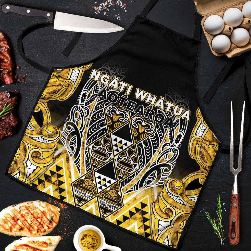 Aotearoa Ngati Whatua Apron Maori Tribal Gold Paua Shell Pattern DT05 Yellow - Polynesian Pride