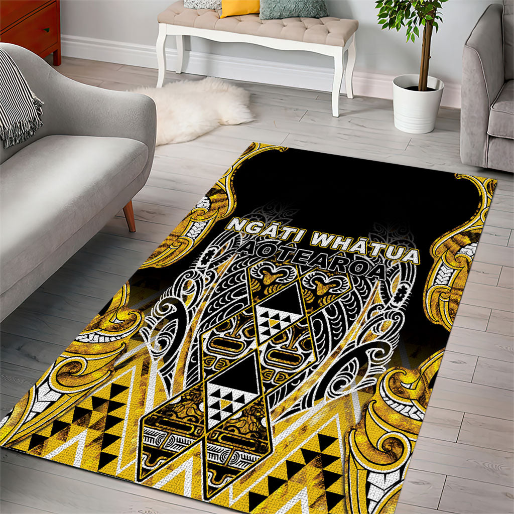 Aotearoa Ngati Whatua Area Rug Maori Tribal Gold Paua Shell Pattern DT05 - Polynesian Pride