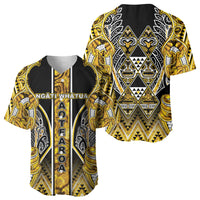 Aotearoa Ngati Whatua Baseball Jersey Maori Tribal Gold Paua Shell Pattern DT05 - Polynesian Pride