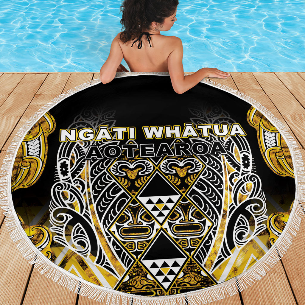 Aotearoa Ngati Whatua Beach Blanket Maori Tribal Gold Paua Shell Pattern DT05 - Polynesian Pride