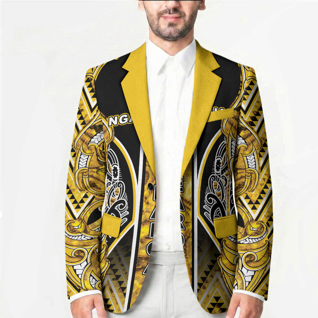 Aotearoa Ngati Whatua Blazer Maori Tribal Gold Paua Shell Pattern DT05 - Polynesian Pride
