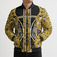 Aotearoa Ngati Whatua Bomber Puffer Jacket Maori Tribal Gold Paua Shell Pattern DT05 - Polynesian Pride