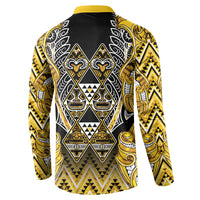 Aotearoa Ngati Whatua Button Sweatshirt Maori Tribal Gold Paua Shell Pattern DT05 - Polynesian Pride