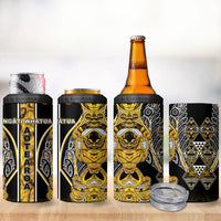 Aotearoa Ngati Whatua 4 in 1 Can Cooler Tumbler Maori Tribal Gold Paua Shell Pattern DT05 - Polynesian Pride
