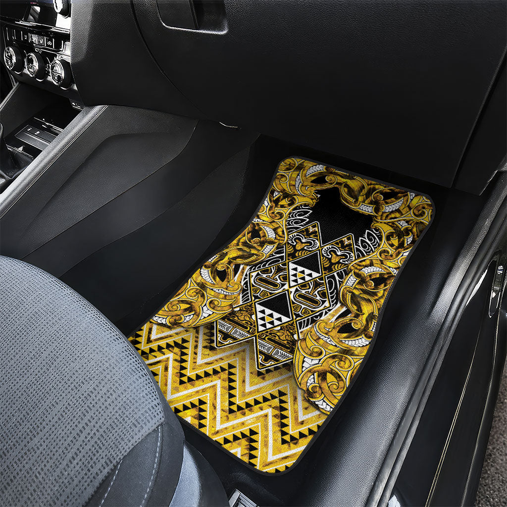 Aotearoa Ngati Whatua Car Mats Maori Tribal Gold Paua Shell Pattern DT05 - Polynesian Pride