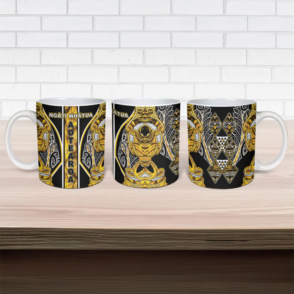 Aotearoa Ngati Whatua Ceramic Mug Maori Tribal Gold Paua Shell Pattern DT05 - Polynesian Pride