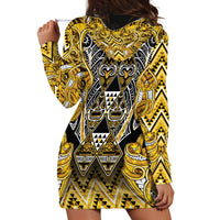 Aotearoa Ngati Whatua Hoodie Dress Maori Tribal Gold Paua Shell Pattern DT05 - Polynesian Pride