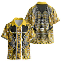 Aotearoa Ngati Whatua Kid Hawaiian Shirt Maori Tribal Gold Paua Shell Pattern DT05 - Polynesian Pride