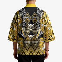 Aotearoa Ngati Whatua Kimono Maori Tribal Gold Paua Shell Pattern DT05 - Polynesian Pride