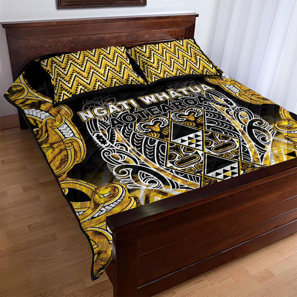 Aotearoa Ngati Whatua Quilt Bed Set Maori Tribal Gold Paua Shell Pattern DT05 - Polynesian Pride