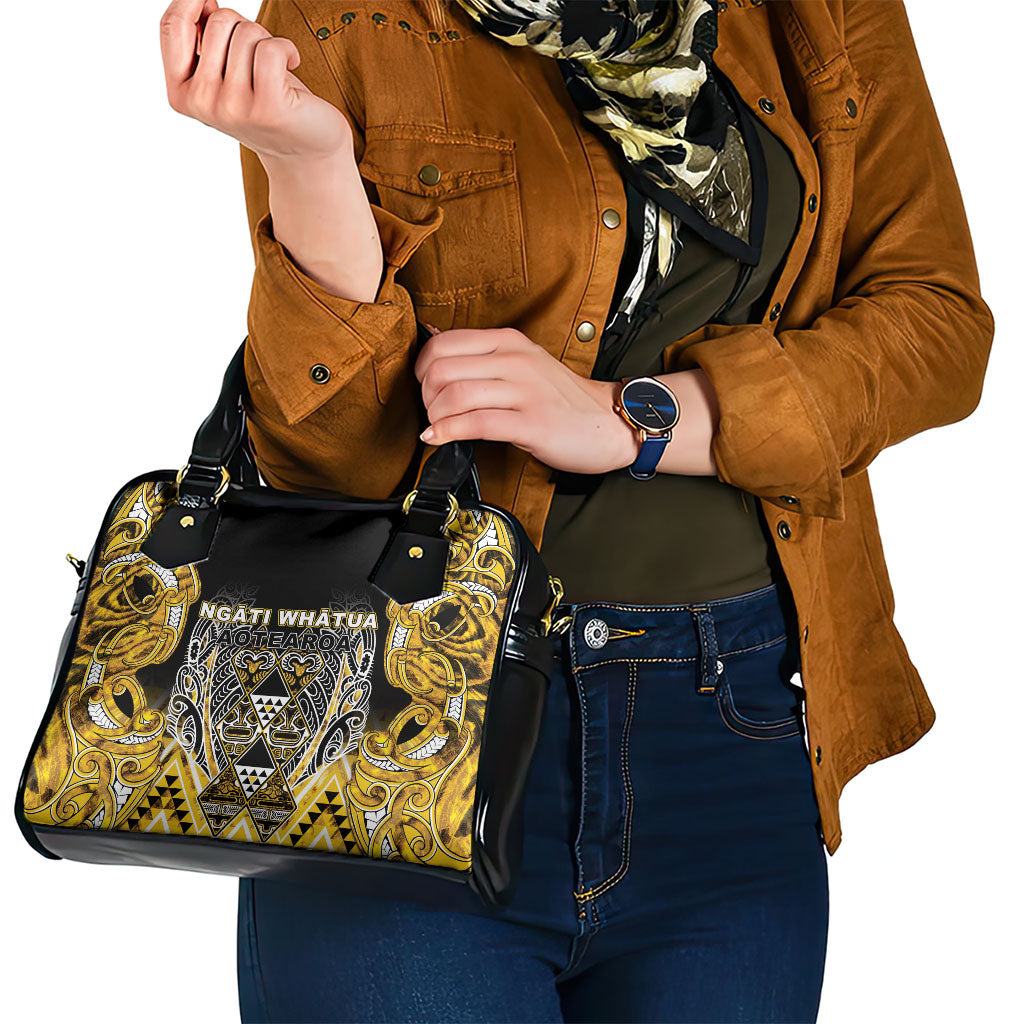 Aotearoa Ngati Whatua Shoulder Handbag Maori Tribal Gold Paua Shell Pattern DT05 - Polynesian Pride