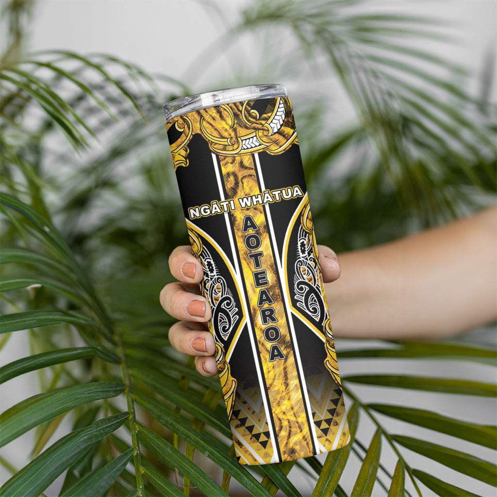 Aotearoa Ngati Whatua Skinny Tumbler Maori Tribal Gold Paua Shell Pattern DT05 - Polynesian Pride
