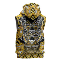 Aotearoa Ngati Whatua Sleeveless Zip Hoodie Maori Tribal Gold Paua Shell Pattern DT05 - Polynesian Pride