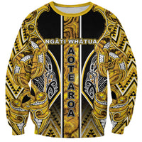 Aotearoa Ngati Whatua Sweatshirt Maori Tribal Gold Paua Shell Pattern DT05 Unisex Yellow - Polynesian Pride