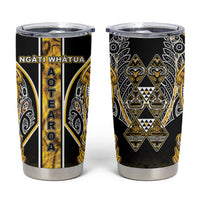 Aotearoa Ngati Whatua Tumbler Cup Maori Tribal Gold Paua Shell Pattern DT05 Yellow - Polynesian Pride