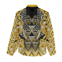 Aotearoa Ngati Whatua Women Casual Shirt Maori Tribal Gold Paua Shell Pattern DT05 - Polynesian Pride