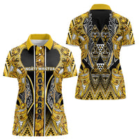 Aotearoa Ngati Whatua Women Polo Shirt Maori Tribal Gold Paua Shell Pattern DT05 - Polynesian Pride