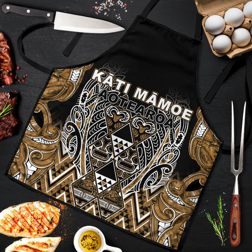 Aotearoa Kati Mamoe Apron Maori Brown Tribal Paua Shell Pattern DT05 Brown - Polynesian Pride