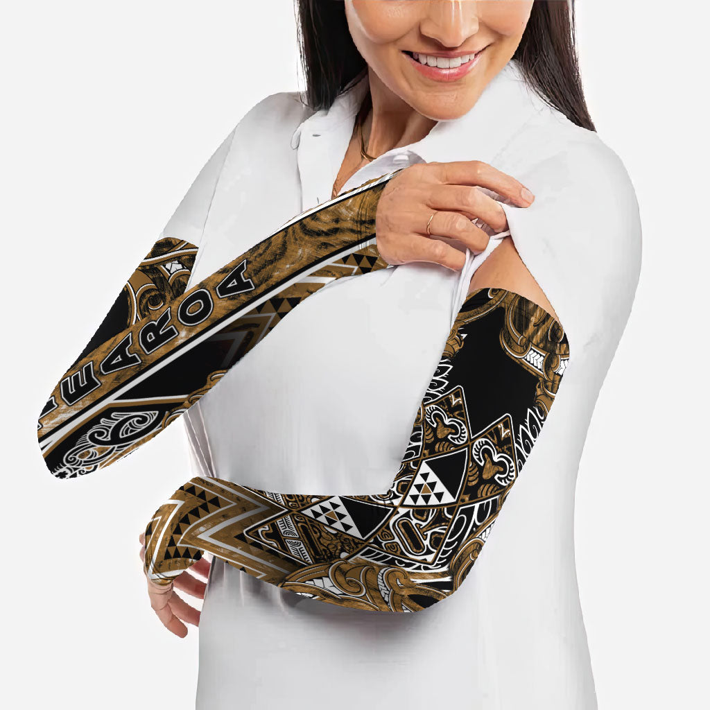 Aotearoa Kati Mamoe Arm Sleeves Maori Brown Tribal Paua Shell Pattern DT05 - Polynesian Pride