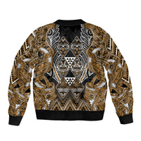 Aotearoa Kati Mamoe Bomber Jacket Maori Brown Tribal Paua Shell Pattern DT05 - Polynesian Pride