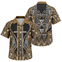 Aotearoa Kati Mamoe Family Matching Off Shoulder Maxi Dress and Hawaiian Shirt Maori Brown Tribal Paua Shell Pattern DT05 Son's Shirt Brown - Polynesian Pride