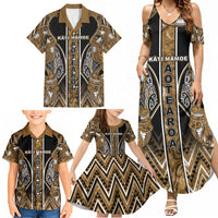 Aotearoa Kati Mamoe Family Matching Summer Maxi Dress and Hawaiian Shirt Maori Brown Tribal Paua Shell Pattern DT05 - Polynesian Pride