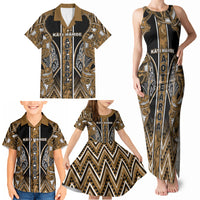 Aotearoa Kati Mamoe Family Matching Tank Maxi Dress and Hawaiian Shirt Maori Brown Tribal Paua Shell Pattern DT05 - Polynesian Pride