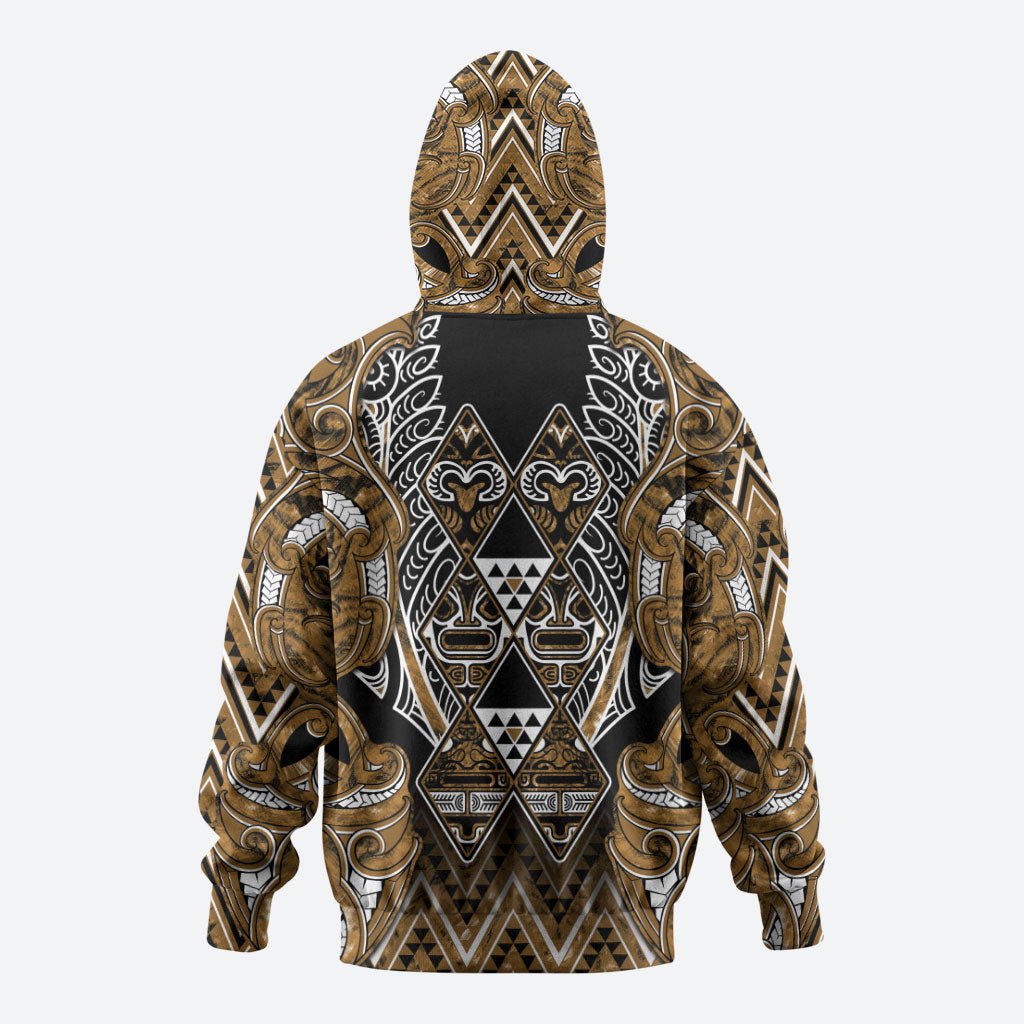Aotearoa Kati Mamoe Hoodie Maori Brown Tribal Paua Shell Pattern DT05 - Polynesian Pride