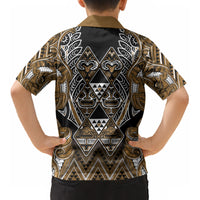 Aotearoa Kati Mamoe Kid Hawaiian Shirt Maori Brown Tribal Paua Shell Pattern DT05 - Polynesian Pride