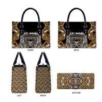 Aotearoa Kati Mamoe Leather Bag Maori Brown Tribal Paua Shell Pattern DT05 - Polynesian Pride