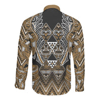 Aotearoa Kati Mamoe Long Sleeve Button Shirt Maori Brown Tribal Paua Shell Pattern DT05 - Polynesian Pride