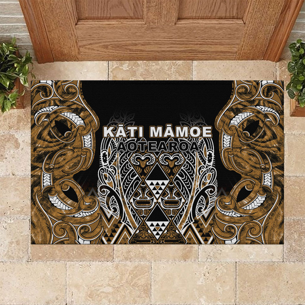 Aotearoa Kati Mamoe Rubber Doormat Maori Brown Tribal Paua Shell Pattern DT05 Brown - Polynesian Pride