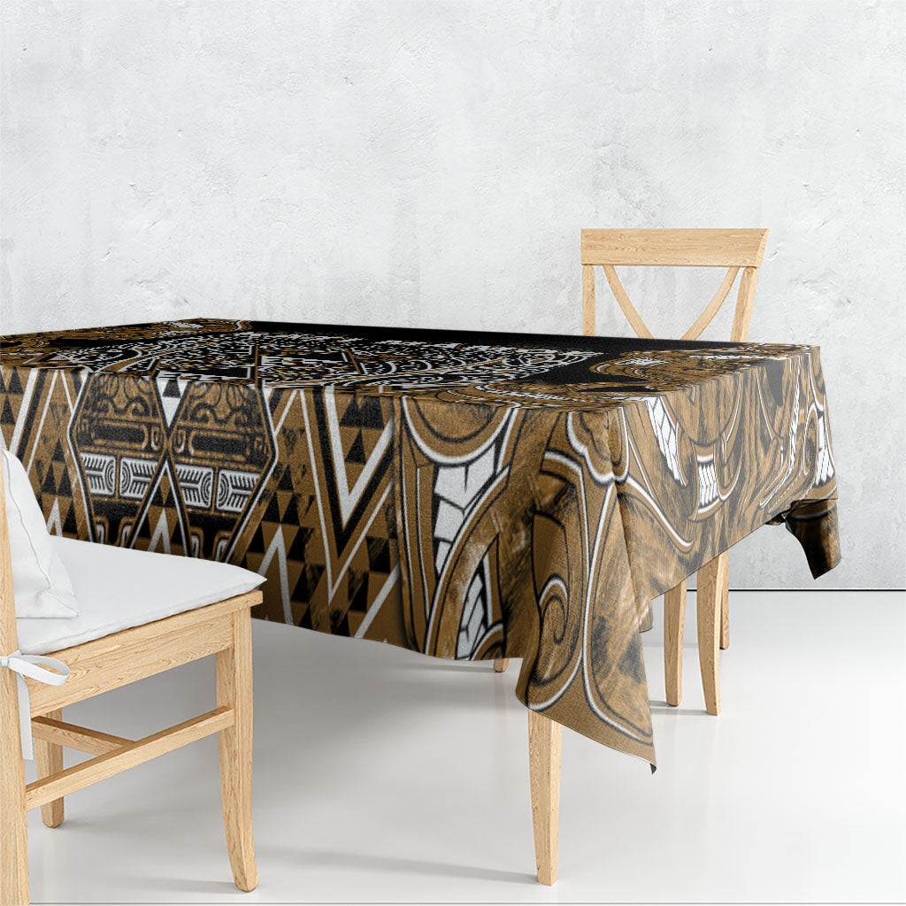 Aotearoa Kati Mamoe Tablecloth Maori Brown Tribal Paua Shell Pattern DT05 - Polynesian Pride