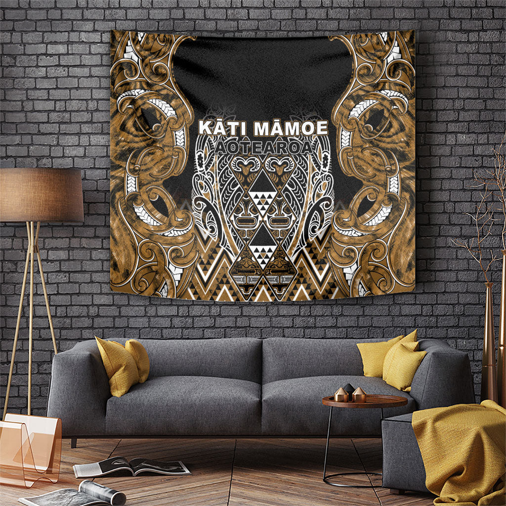 Aotearoa Kati Mamoe Tapestry Maori Brown Tribal Paua Shell Pattern DT05 Brown - Polynesian Pride