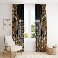 Aotearoa Kati Mamoe Window Curtain Maori Brown Tribal Paua Shell Pattern DT05 - Polynesian Pride