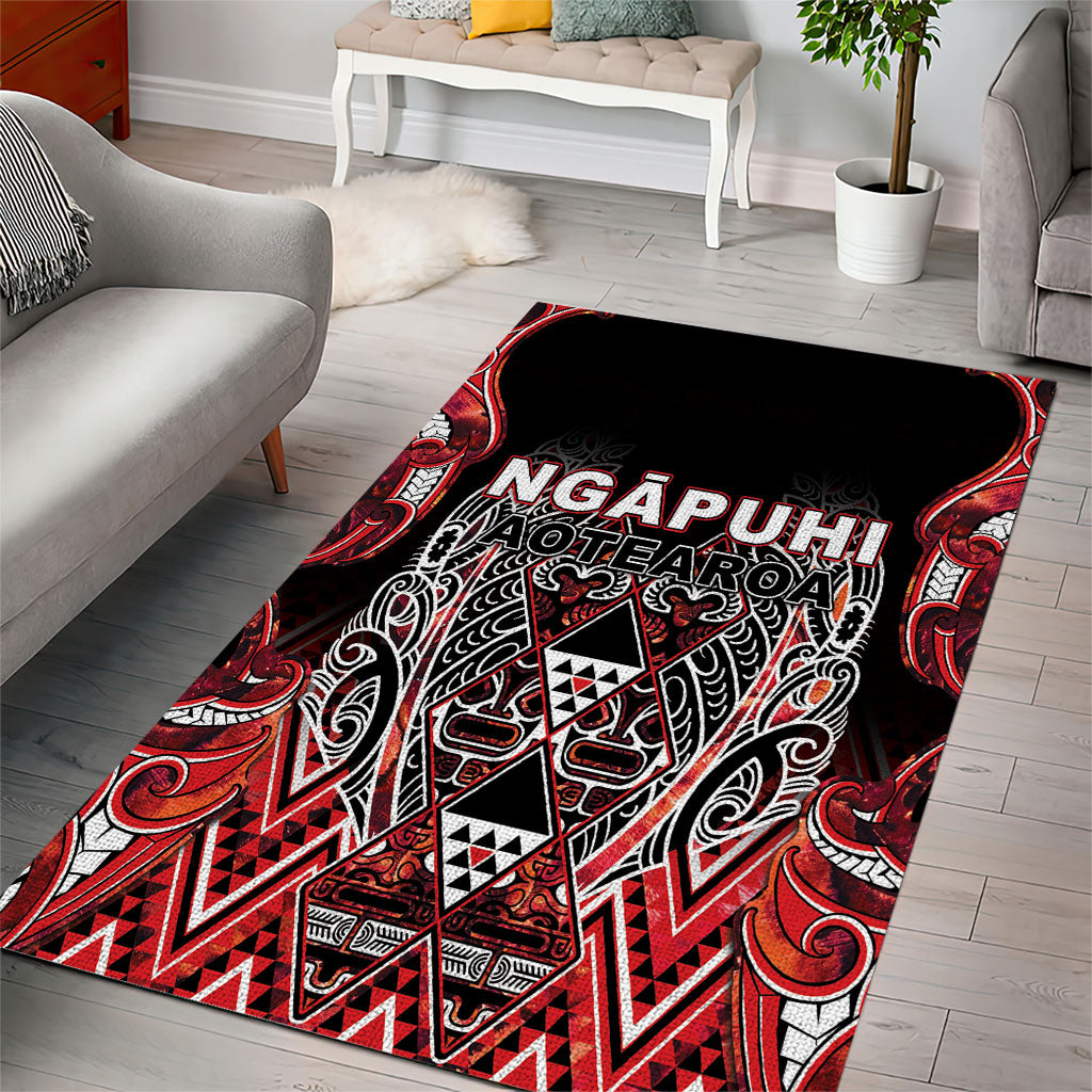 Aotearoa Ngapuhi Area Rug Maori Red Tribal Paua Shell Pattern DT05 - Polynesian Pride