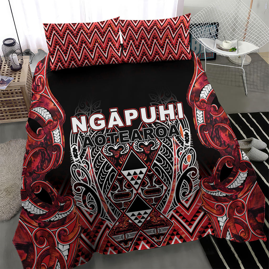 Aotearoa Ngapuhi Bedding Set Maori Red Tribal Paua Shell Pattern DT05 - Polynesian Pride