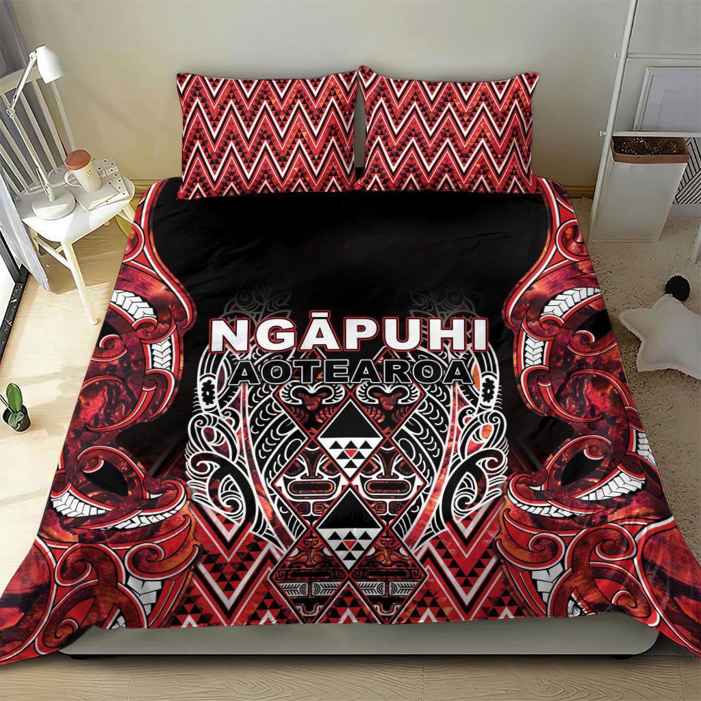 Aotearoa Ngapuhi Bedding Set Maori Red Tribal Paua Shell Pattern DT05 - Polynesian Pride