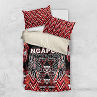 Aotearoa Ngapuhi Bedding Set Maori Red Tribal Paua Shell Pattern DT05 US Twin 172cm x 218cm Red - Polynesian Pride