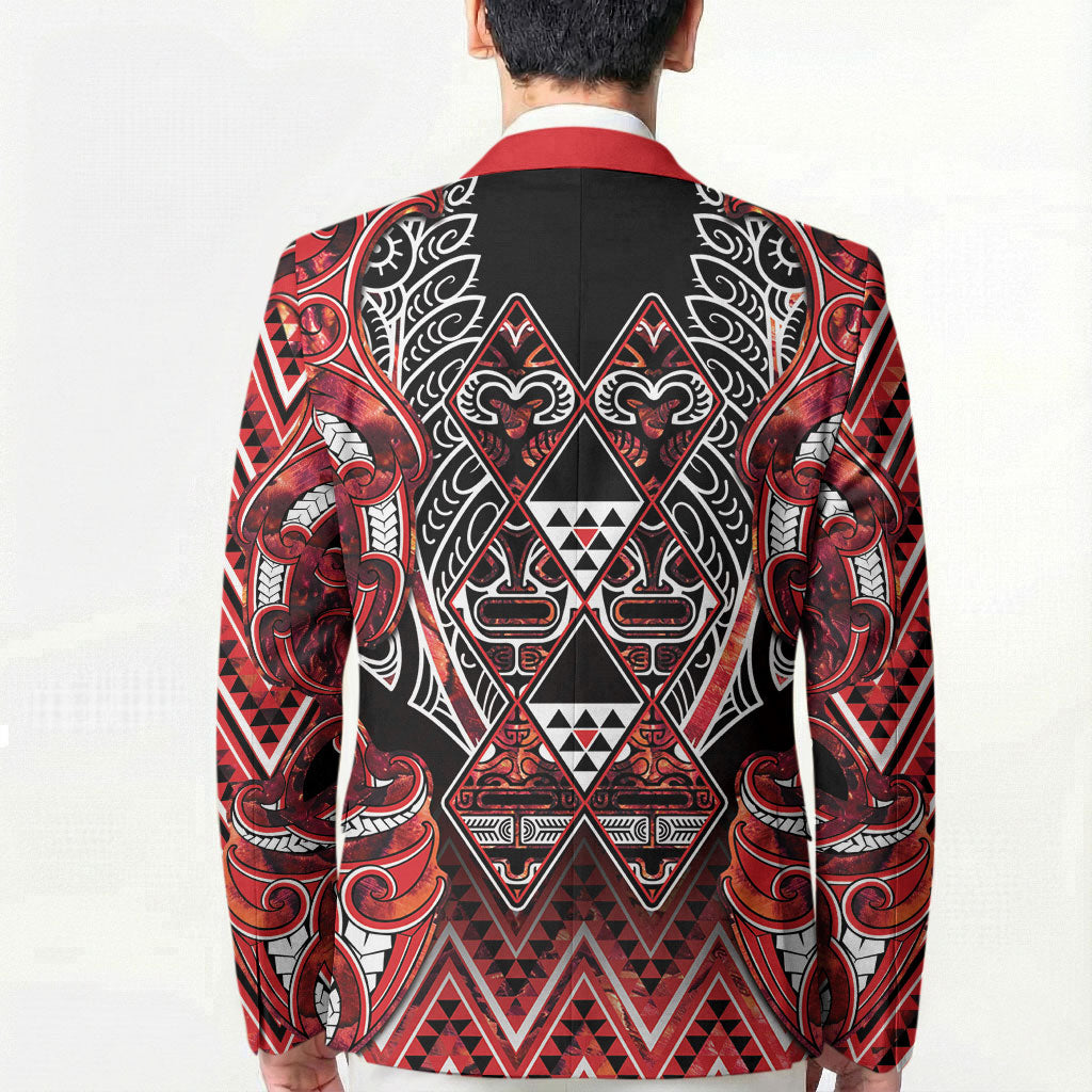 Aotearoa Ngapuhi Blazer Maori Red Tribal Paua Shell Pattern DT05 - Polynesian Pride