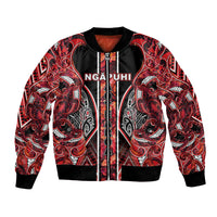 Aotearoa Ngapuhi Bomber Jacket Maori Red Tribal Paua Shell Pattern DT05 Unisex Red - Polynesian Pride