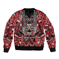 Aotearoa Ngapuhi Bomber Jacket Maori Red Tribal Paua Shell Pattern DT05 - Polynesian Pride