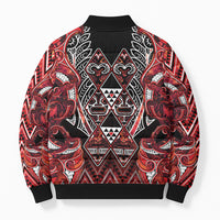 Aotearoa Ngapuhi Bomber Puffer Jacket Maori Red Tribal Paua Shell Pattern DT05 - Polynesian Pride