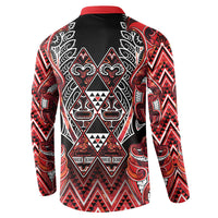 Aotearoa Ngapuhi Button Sweatshirt Maori Red Tribal Paua Shell Pattern DT05 - Polynesian Pride