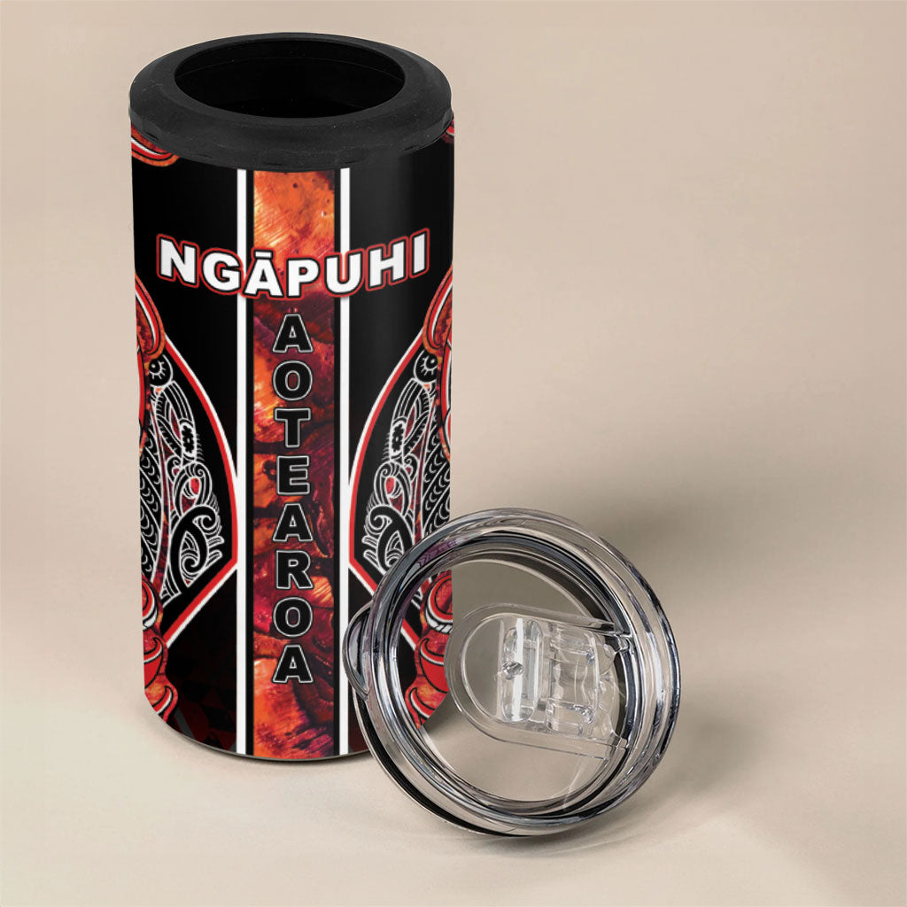 Aotearoa Ngapuhi 4 in 1 Can Cooler Tumbler Maori Red Tribal Paua Shell Pattern DT05 - Polynesian Pride
