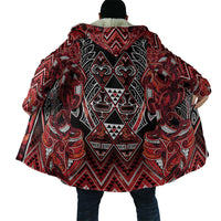 Aotearoa Ngapuhi Cloak Maori Red Tribal Paua Shell Pattern DT05 - Polynesian Pride